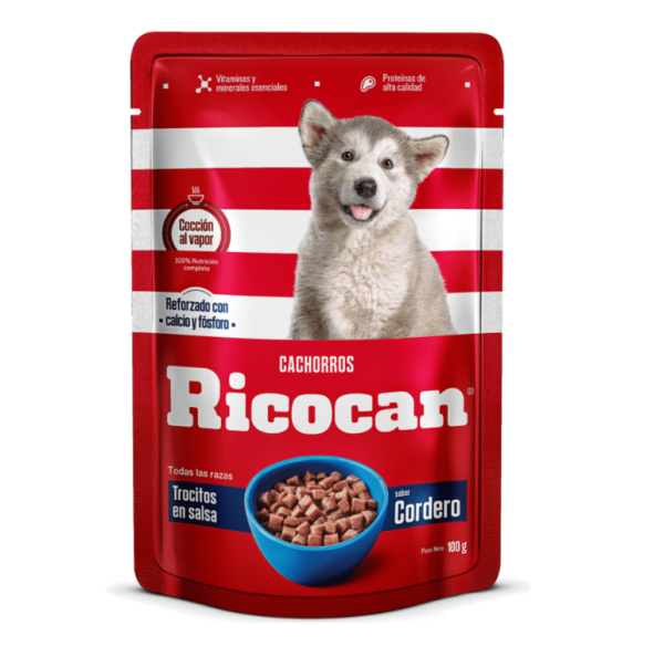 Ricocan Trocitos en Salsa de Cordero – Cachorros