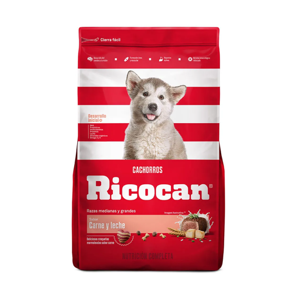 Ricocan Cachorros Raza Medianas y Grande (Carne y leche)